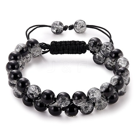 Sparkling Round Glass Braided Bead Bracelet BJEW-SW00082-06-1