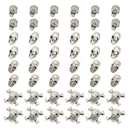 60Pcs 4 Styles Halloween Theme Tibetan Style Alloy Beads FIND-HY0003-84-1