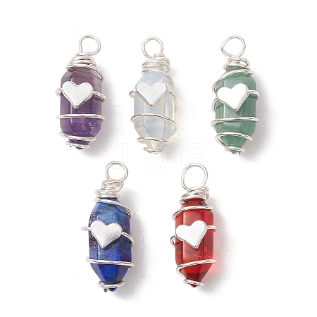 Bullet Shape Gemstone Pendants PALLOY-JF03215-1