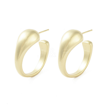 Brass Ring Stud Earrings EJEW-Q811-01G-1