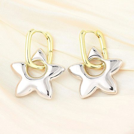 Star Brass Hoop Earrings for Women EJEW-U057-06C-04GP-1