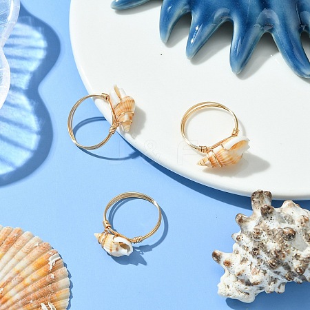 Natural Spiral Shell Finger Rings RJEW-TA00169-1