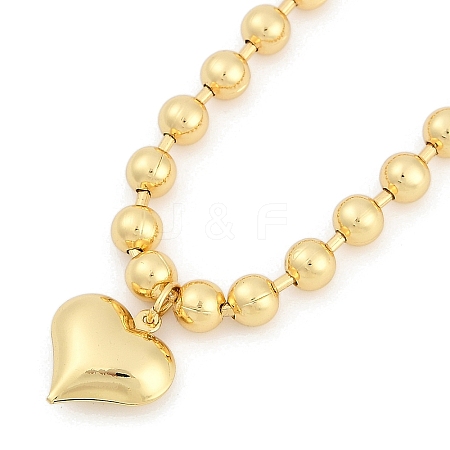 Adjustable Brass Heart Pendant Ball Chain Slider Necklaces for Women NJEW-U015-02G-1