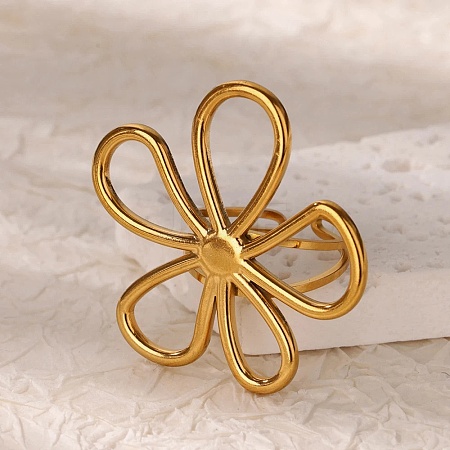 304 Stainless Steel Open Cuff Rings for Women RJEW-U060-04A-G-1
