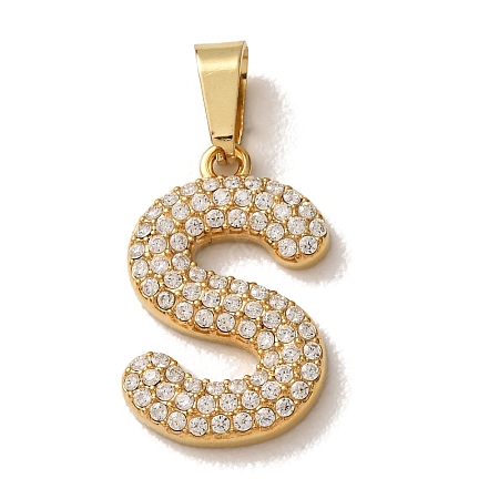 304 Stainless Steel Micro Pave Clear Cubic Zirconia Pendants CU-CBA703A-05G-S-1