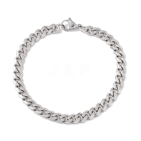 Non-Tarnish 304 Stainless Steel Cuban Link Chains Bracelet for Men Women STAS-E001-06P-1