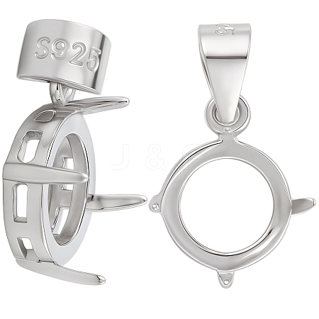 2Pcs Rhodium Plated 925 Sterling Silver Basket Pendant Settings STER-BBC0008-80-1