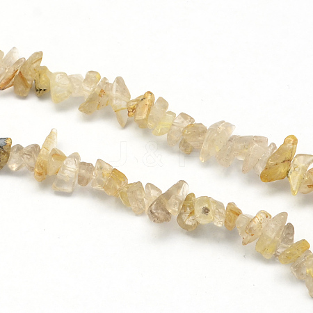 Natural Gold Rutilated Quartz Stone Bead Strands G-R192-A20-1