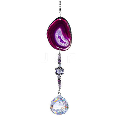 Agate & Crystal Glass Sun Catcher Pendant PW-WGFC2EE-03-1