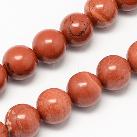 Natural Red Jasper Bead Strands G-R193-11-10mm-1