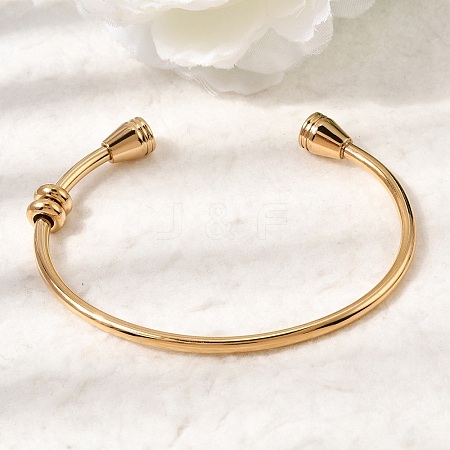 304 Stainless Steel Cuff Bangles for Women BJEW-P394-02G-1