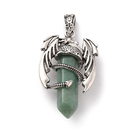 Natural Green Aventurine Pointed Pendants G-B042-04P-56-1