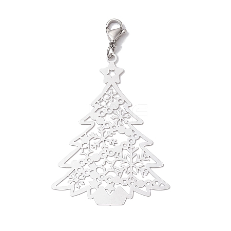 Christmas Tree 201 Stainless Steel Pendant Decorations HJEW-JM02866-1