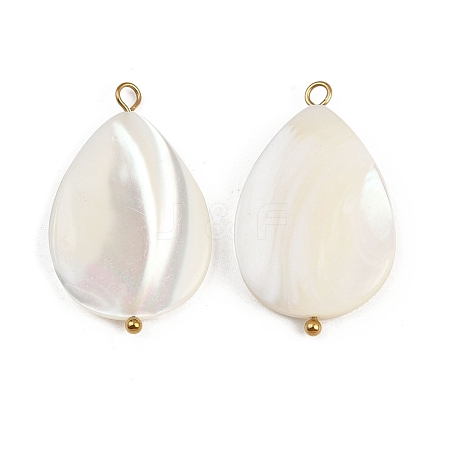 Natural Shell Teardrop Pendants STAS-D378-33G-1
