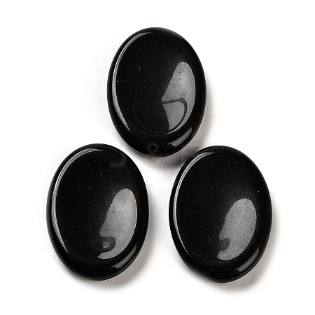 Natural Obsidian Oval Worry Stone G-R487-01H-1