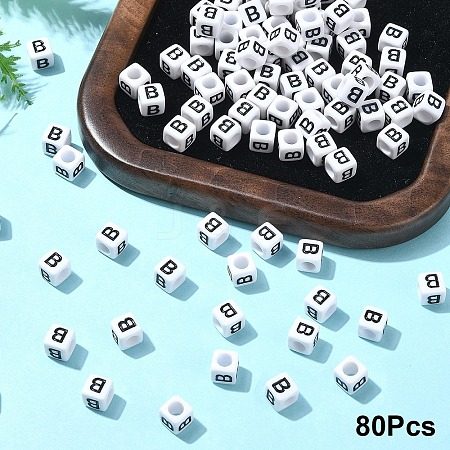 Acrylic Horizontal Hole Letter Beads OACR-YW0002-08B-1