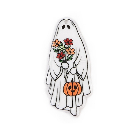 Halloween Theme Opaque Printed Acrylic Pendants SACR-S034-07A-1