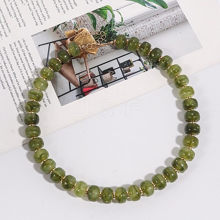 Alloy Resin Rondelle Beaded Necklaces for Women WG2A417-03-1
