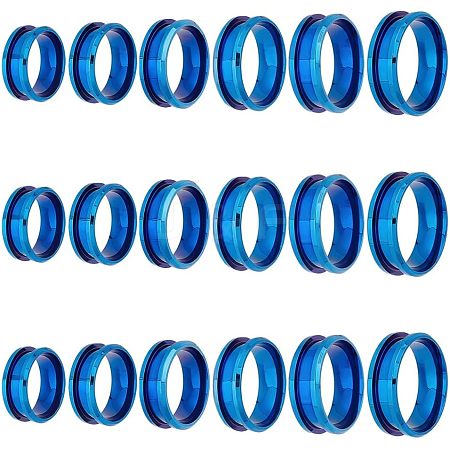 Unicraftale 18pcs 6 Size 201 Stainless Steel Grooved Finger Ring Settings DIY-UN0003-59-1