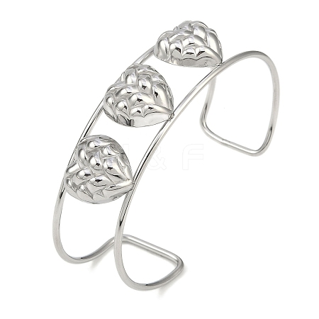 Non-Tarnish 304 Stainless Steel Wide Textured Open Cuff Bangles BJEW-Q348-05P-06-1