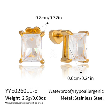 304 Stainless Steel Pave Cubic Zirconia Stud Earrings for Women KT7449-5-1