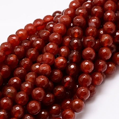 Dyed Natural Agate Faceted Round Beads Strands X-G-E320B-10mm-08-1