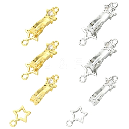 6Pcs 2 Colors Brass Micro Pave Clear Cubic Zirconia Interlocking Clasps KK-CJ0005-91-1