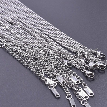 304 Stainless Steel 3mm Curb Chain Necklaces OT4459-1-1