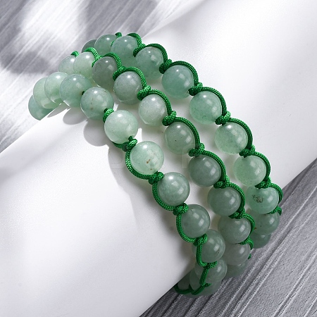 Natural Green Aventurine Round Beaded Multi-strand Bracelets for Men Women BJEW-G743-02D-1
