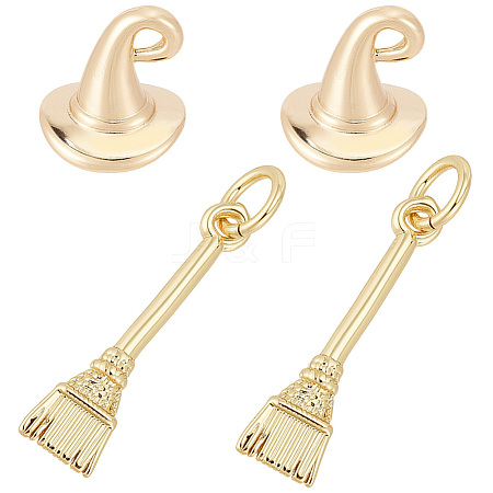 4Pcs 2 Styles Brass Pendants KK-SC0008-09-1