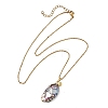 Ocean Natural Paua Shell Oval Pendant 304 Stainless Steel Cable Chain Necklaces for Women NJEW-JN06188-2