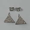 304 Stainless Steel Textured Geometry Stud Earring Findings with Hole STAS-WH0027-54H-1