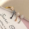 304 Stainless Steel Micro Pave Clear Cubic Zirconia Flower Curved Barbell Cartilage Earrings WG168AC-03-4