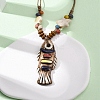 Ceramic Fish Pendant Adjustable Waxed Cord Necklaces for Women LS-NJEW-B146-01-1