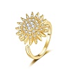 Daisy Rotatable Open Cuff Rings for Women RJEW-S402-05G-1