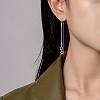 Anti-Tarnish Rhodium Plated 925 Sterling Silver Star with Chain Tassel Dangle Earrings JE1045A-4