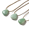 Natural Green Aventurine Triangle Pendant Necklace with Waxed Cord for Women NJEW-G093-01E-1