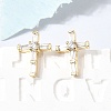 Cross Brass Micro Pave Clear Cubic Zirconia Stud Earrings EJEW-C186-18G-02-3