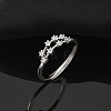 Constellations Rhodium Plated 925 Sterling Silver Micro Pave Clear Cubic Zirconia Adjustable Rings for Women RJEW-P130-01P-A-1