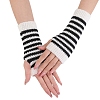 Stripe Acrylic Fibers Knitting Fingerless Gloves PW-WG0C91E-01-5