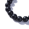 Natural Black Stone Round Beads Stretch Bracelets BJEW-JB04174-05-2