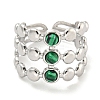 304 Stainless Steel Synthetic Malachite Cuff Rings G-Z056-05P-04-2