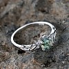 Oval & Leaf 925 Sterling Silver with Moss Agate Finger Rings FS-WGF1EFD-03-5