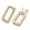 Brass Micro Pave Clear Cubic Zirconia Stud Earrings EJEW-T046-13G-NF-2