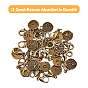 SUPERFINDINGS 4 Sets 12 Constellations Flat Round Alloy Pendants Decoration HJEW-FH0001-37-3