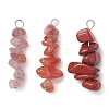 Gradient Color Natural Rhodonite & Natural Red Jasper & Natural Strawberry Quartz Chip Beaded Pendants PALLOY-JF02791-06-1