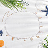 1Pc Summer Beach Alloy Shell Shape & Natural Shell Tassel Imitation Pearl Beaded Waist Chains for Women AJEW-CY0003-26-4