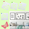 2Sets Square with Floral & Butterfly Pattern PET Drawing Stencil DIY-CW0001-12-16