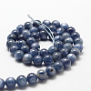 Natural Dyed & Heated Grade AA Kyanite/Cyanite/Disthene Round Bead Strands G-O143-07-4mm-1-2