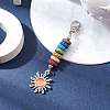 Sun Alloy & Cat Eye Pendant Decoration HJEW-JM01593-02-3